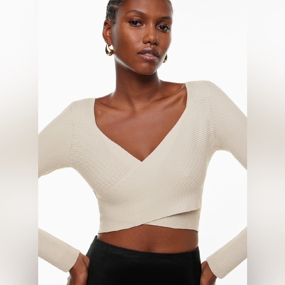 New Aritzia Ten by Babaton Cropped knit criss-cross longsleeve